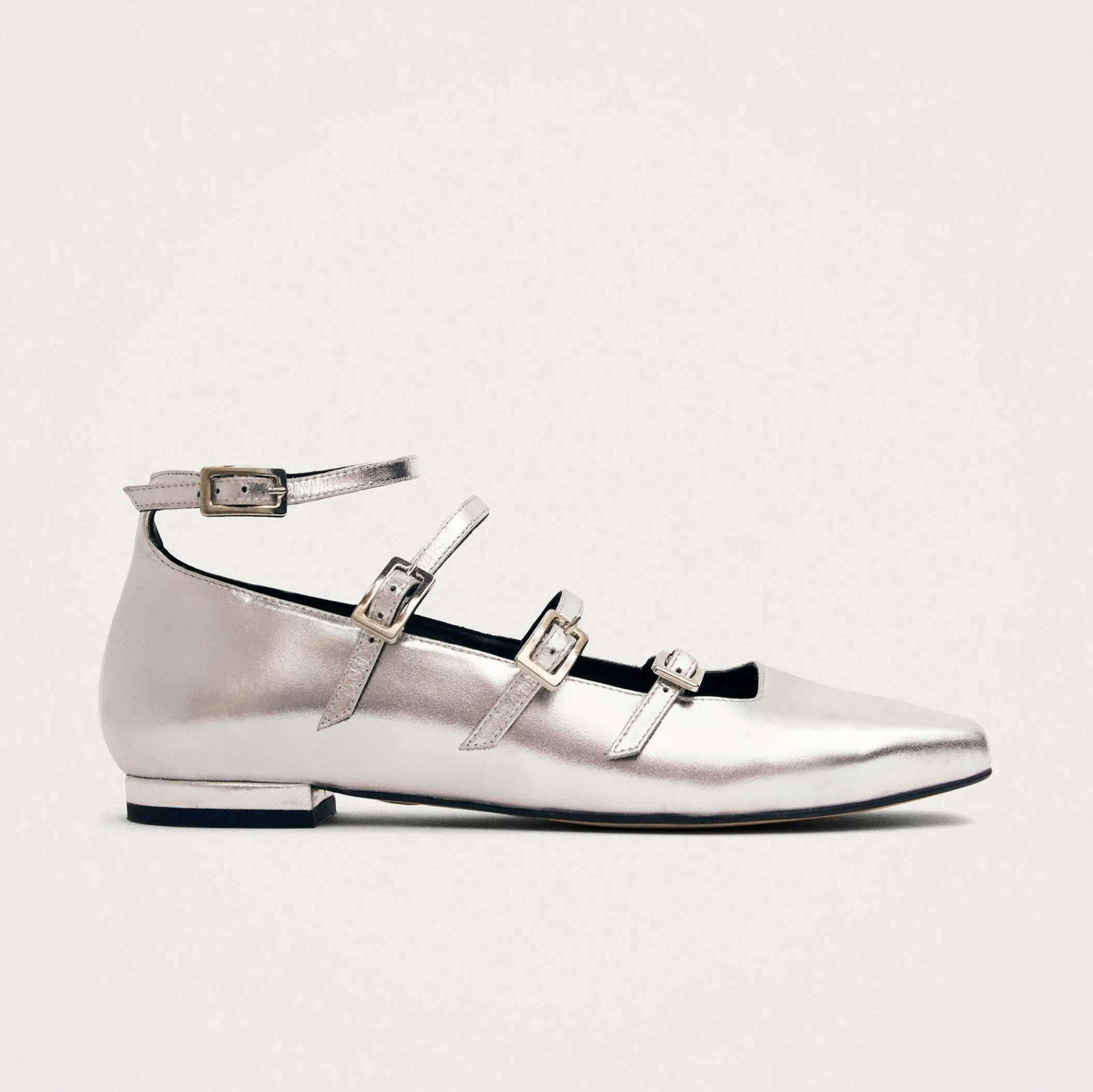 Luke Shimmer Silver Leather Ballet Flats