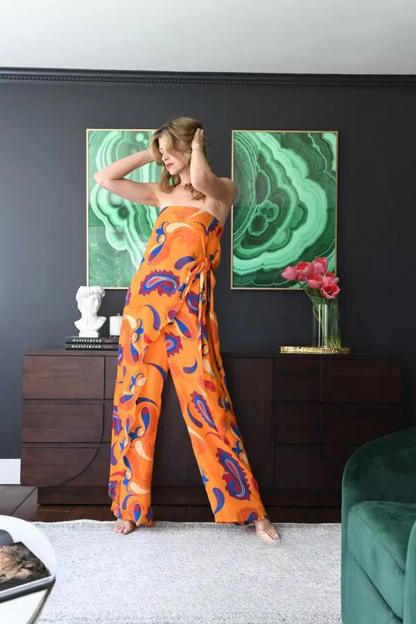 Mango Paisley Wrap Jumpsuit