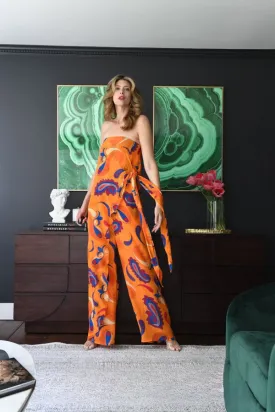 Mango Paisley Wrap Jumpsuit