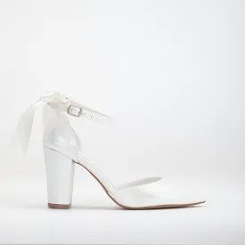 Marielle - Ivory Wedding Heels with Ribbon