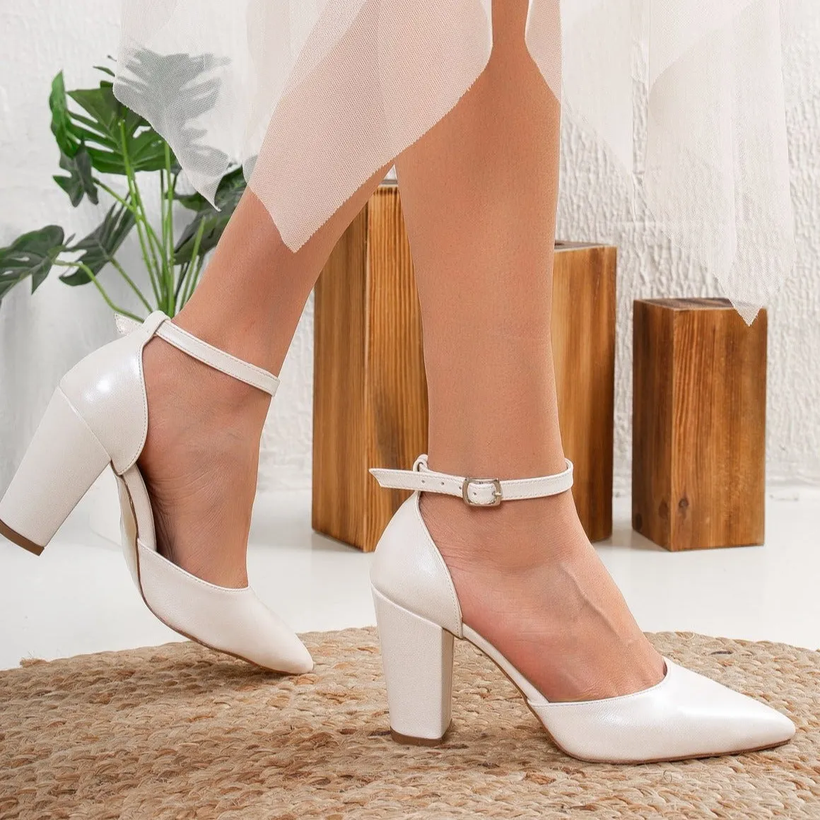 Marielle - Ivory Wedding Heels with Ribbon