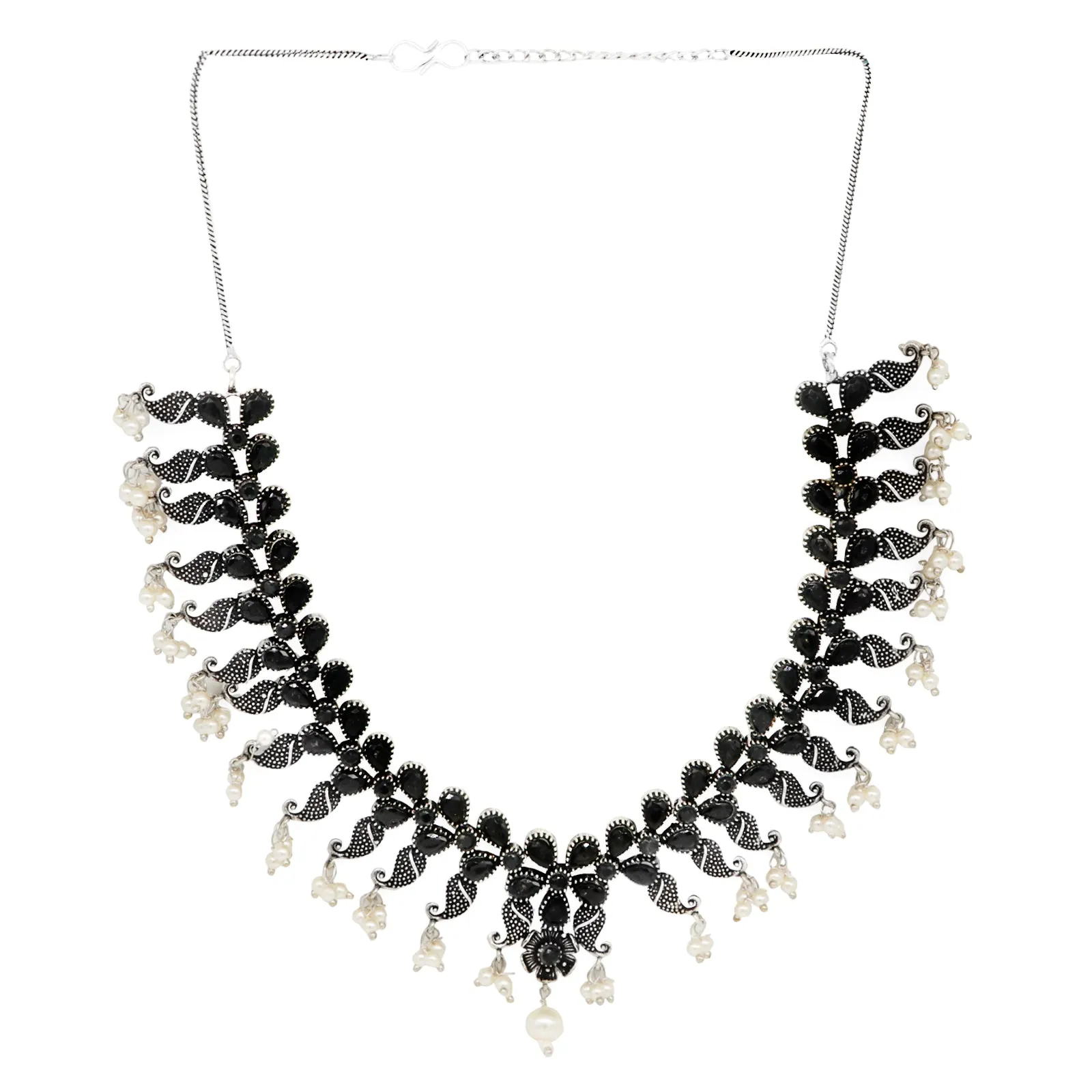 Maya  Black Silver Oxidized Jewelry Set