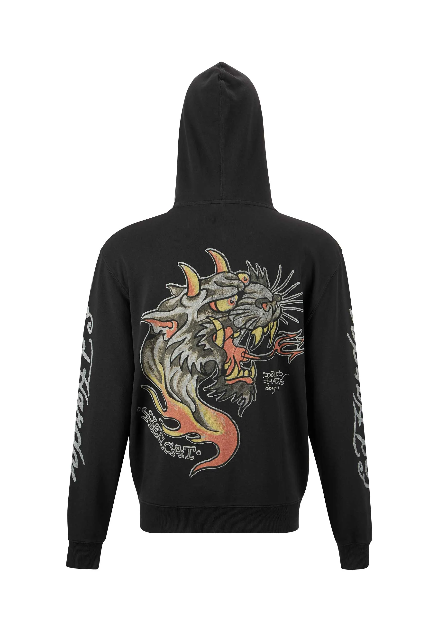 Mens Hell Catz Zip Through Hoodie - Black