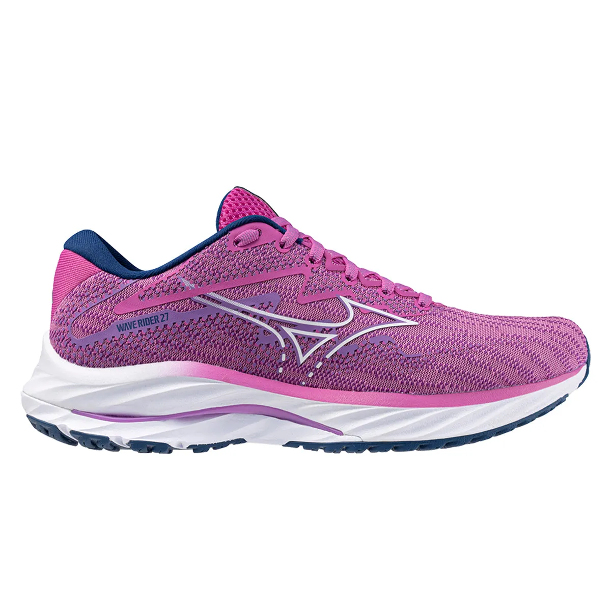 Mizuno Wave Rider 27 Womens | Rosebud/white/navy Peony