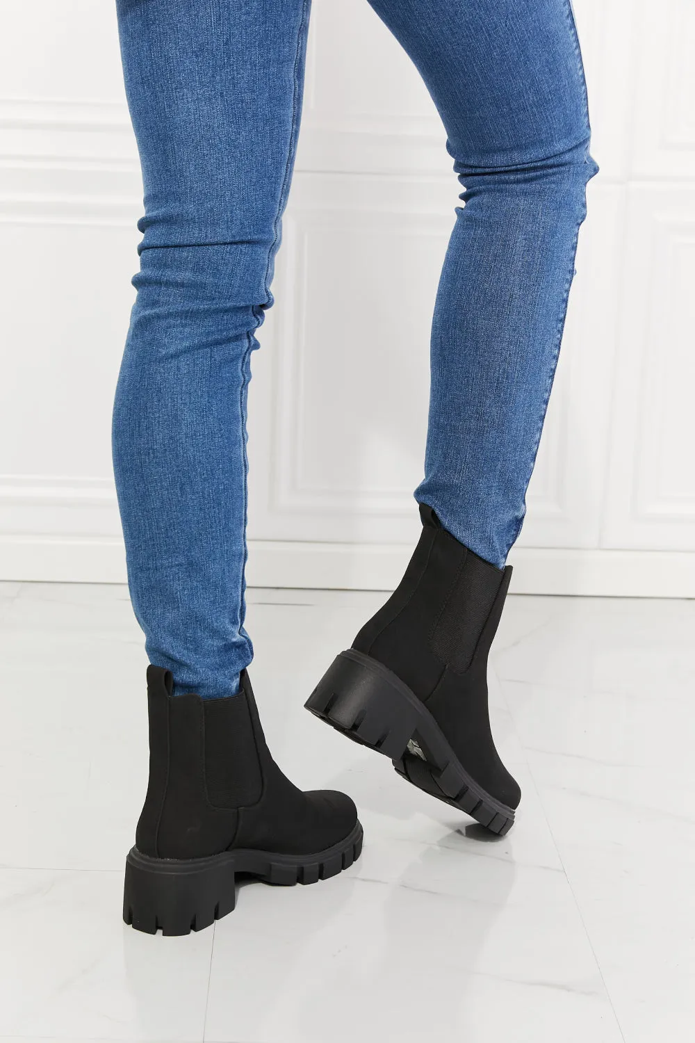 MM Shoes, Work For It Matte Lug Sole Chelsea Boots in Black