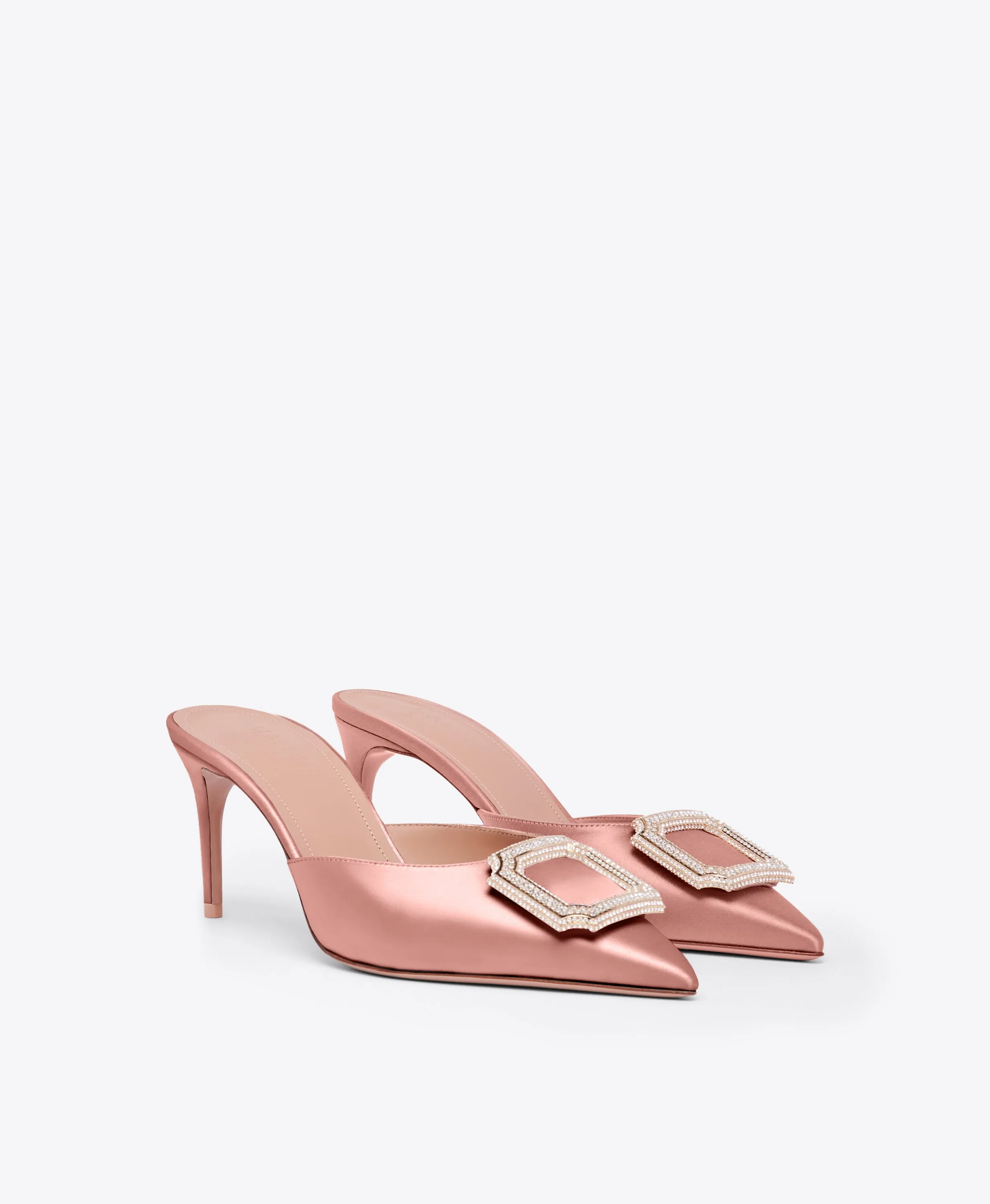 Mona 70 Pink Satin Mules