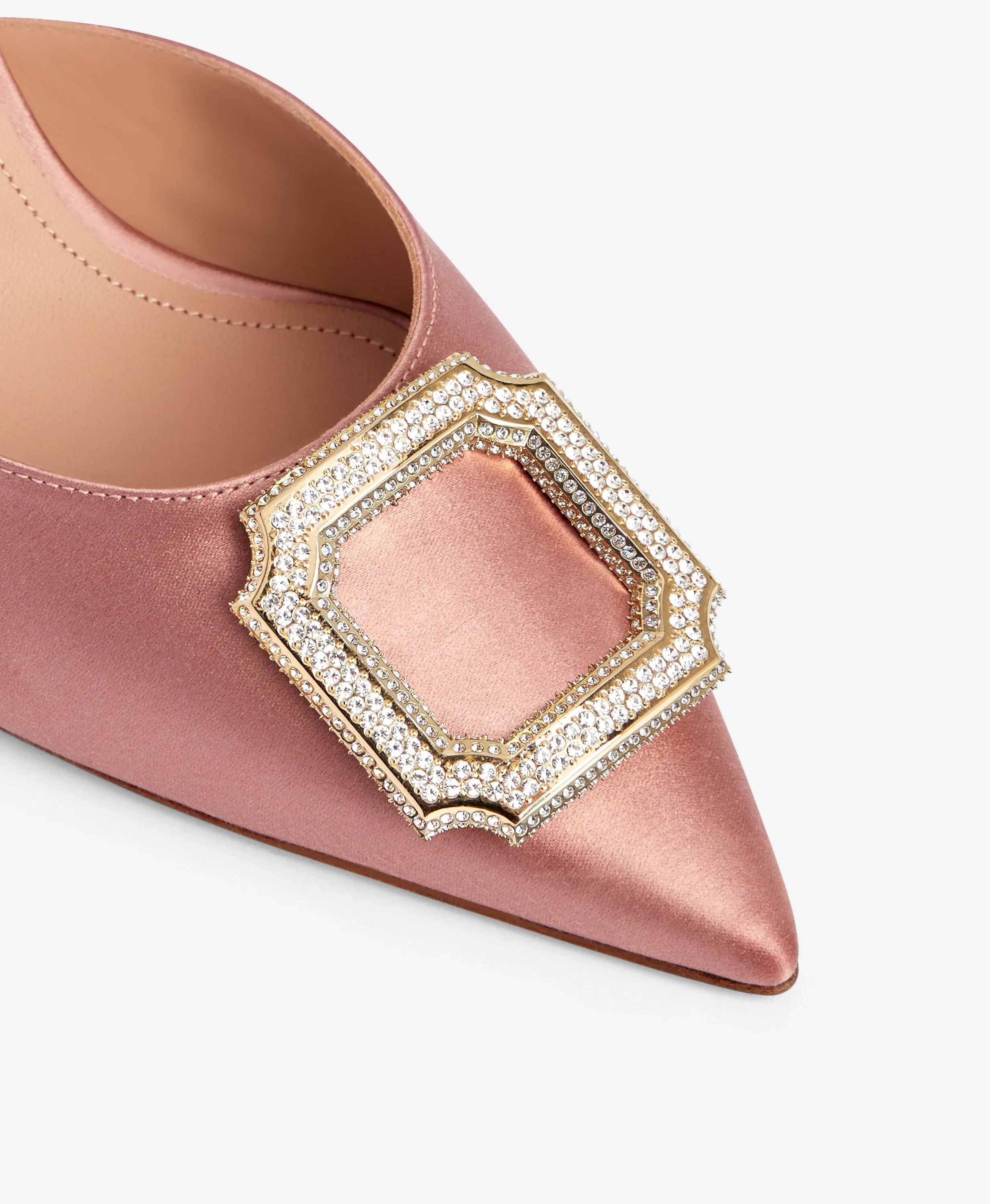 Mona 70 Pink Satin Mules