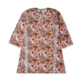 Orange Floral Printed Kurti