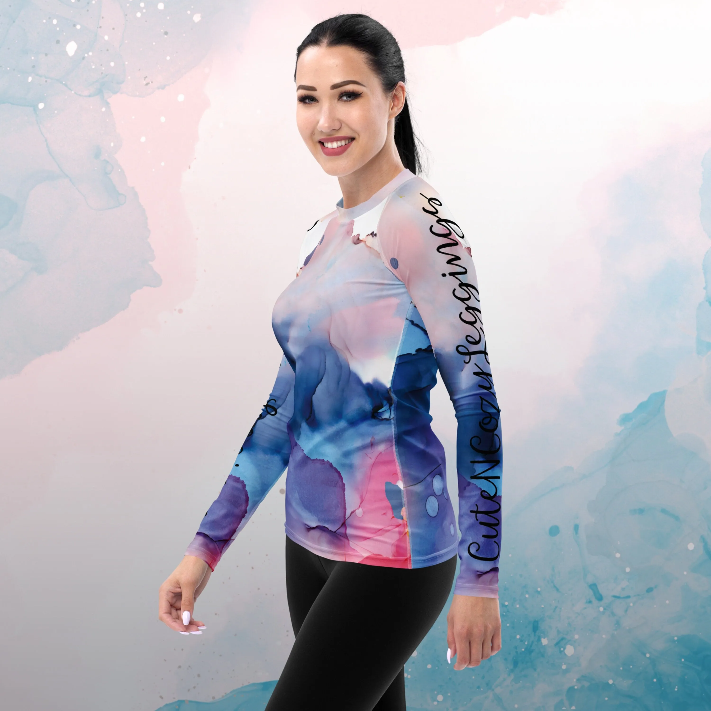 Pastel Marbling Womens Rash Guard