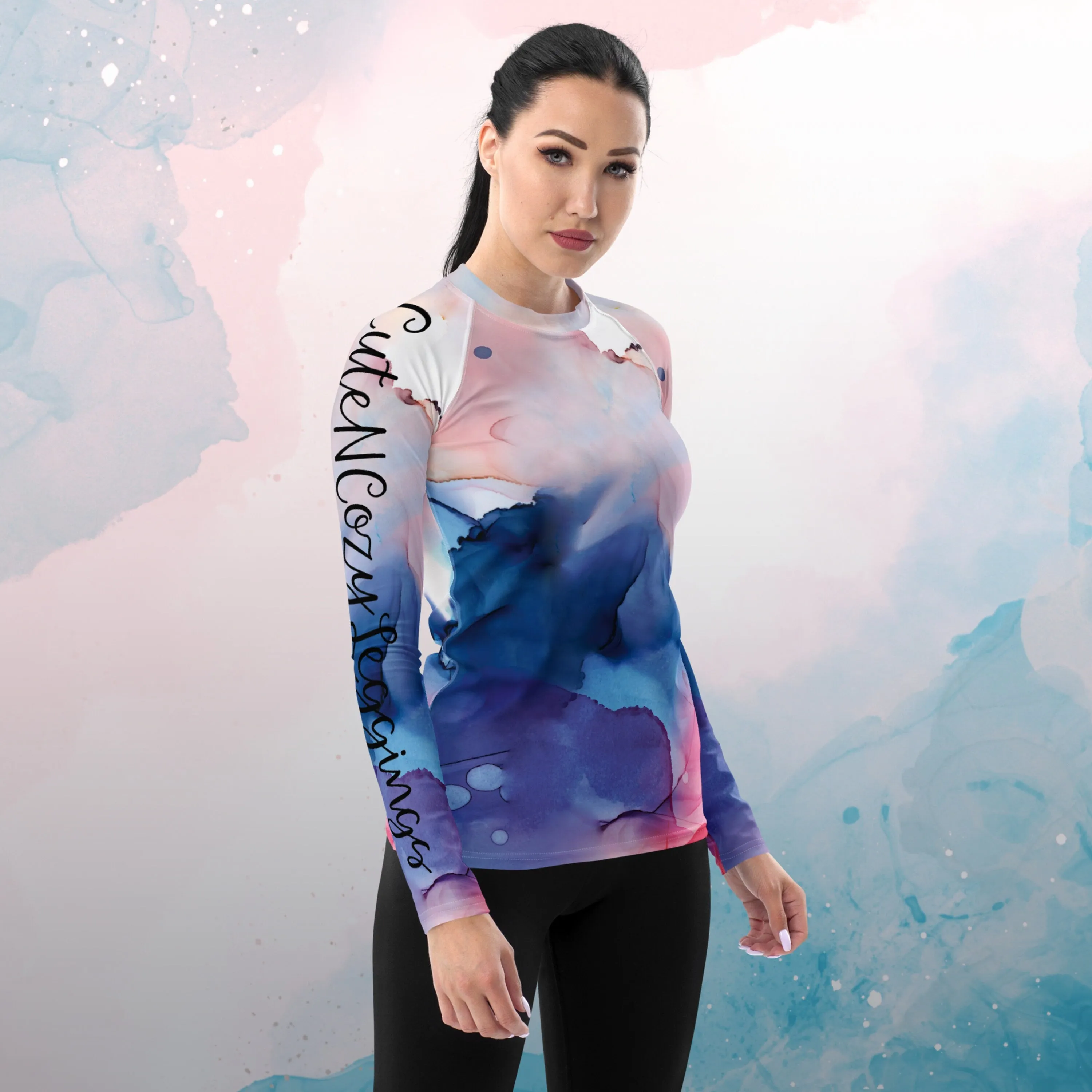 Pastel Marbling Womens Rash Guard