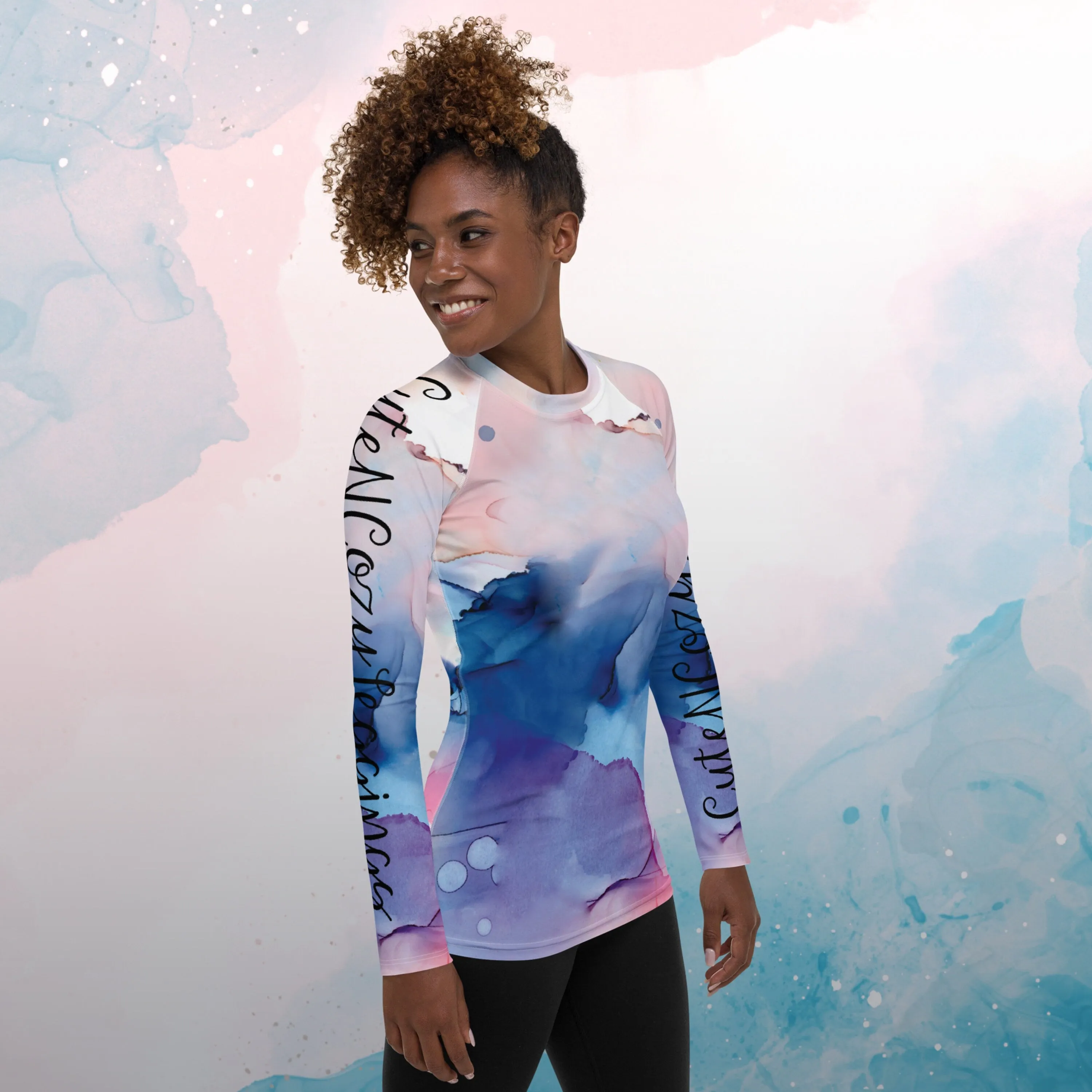 Pastel Marbling Womens Rash Guard