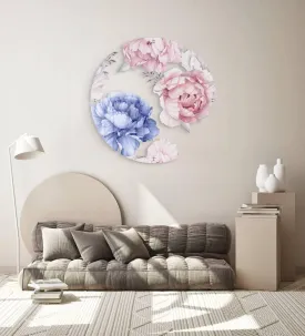 Peonies Pattern Printed Transparent Acrylic Circle