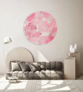 Pink Floral Pattern Printed Transparent Acrylic Circle