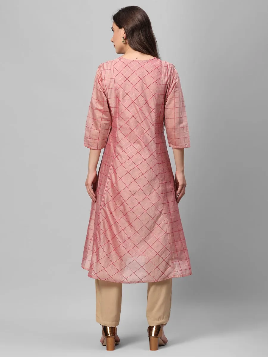 Pink Geometrical Printed Kurta