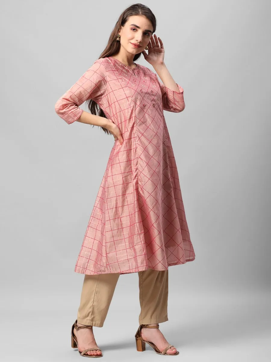 Pink Geometrical Printed Kurta