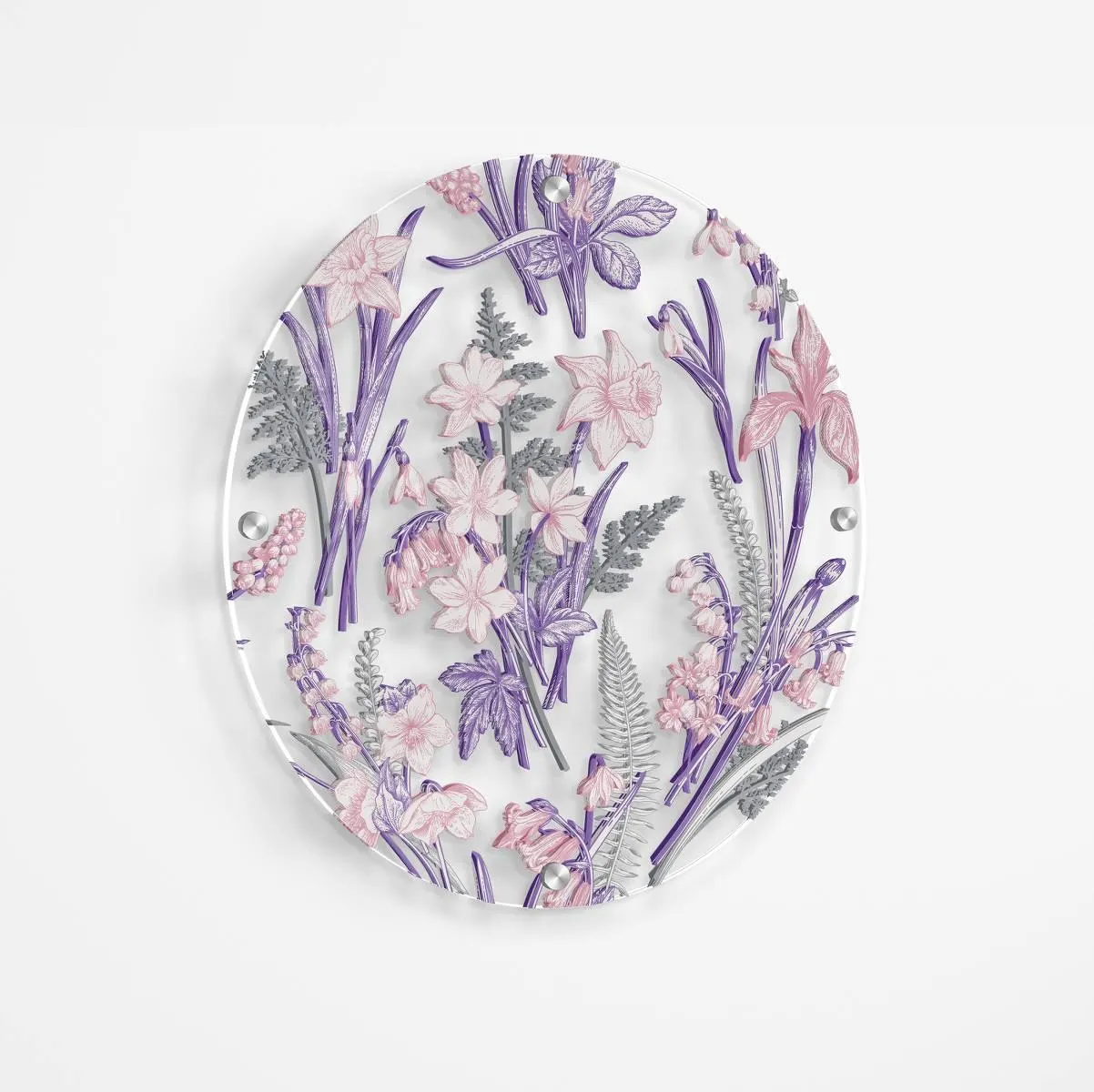 Pink Narcissus Printed Transparent Acrylic Circle