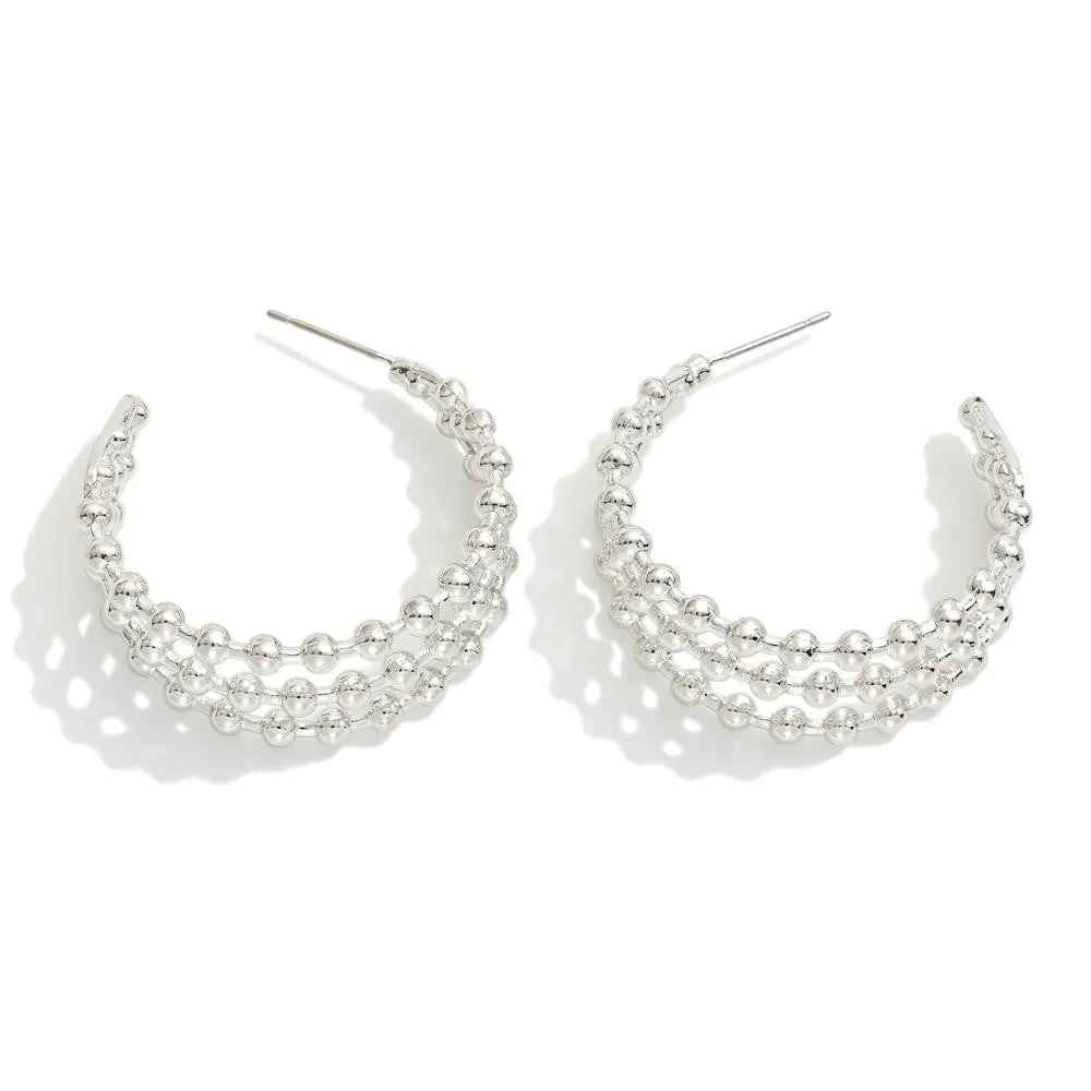 Pomina Layered Metal Tone Beaded Hoop Earrings