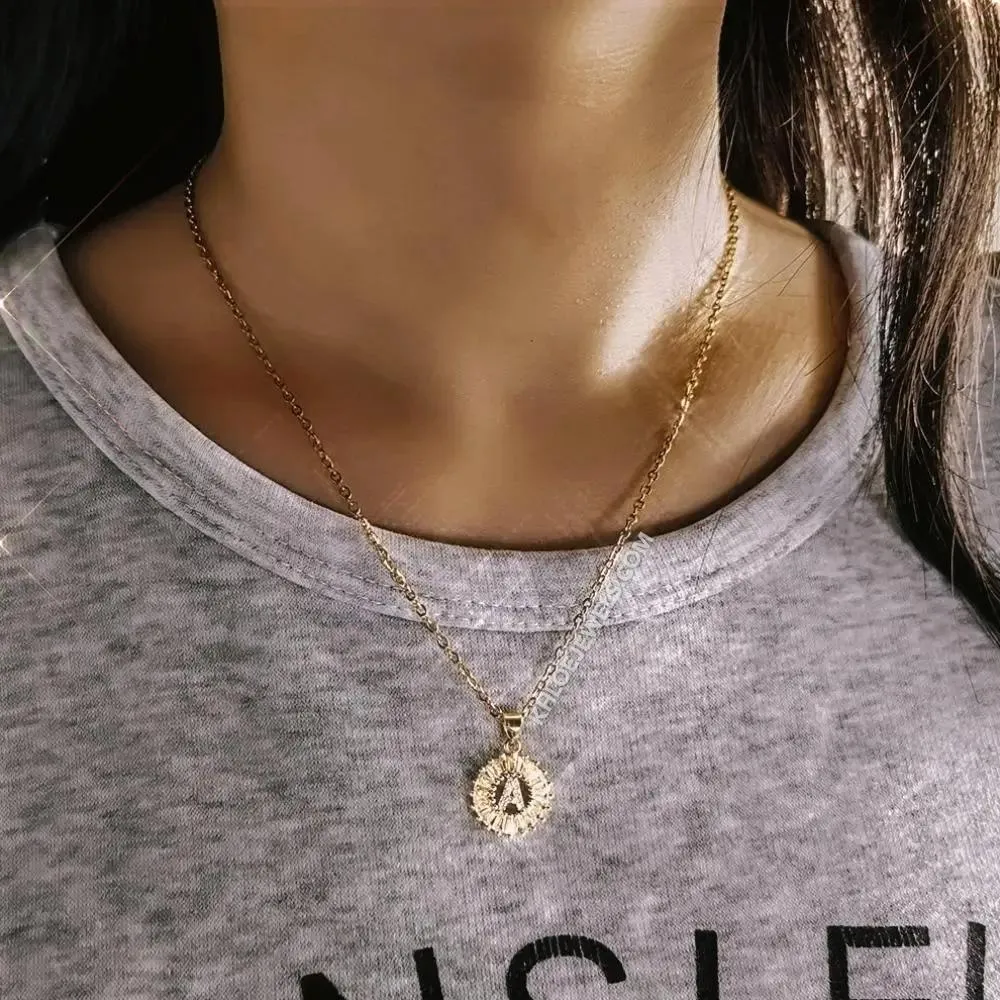 Ra CZ Initial Necklace