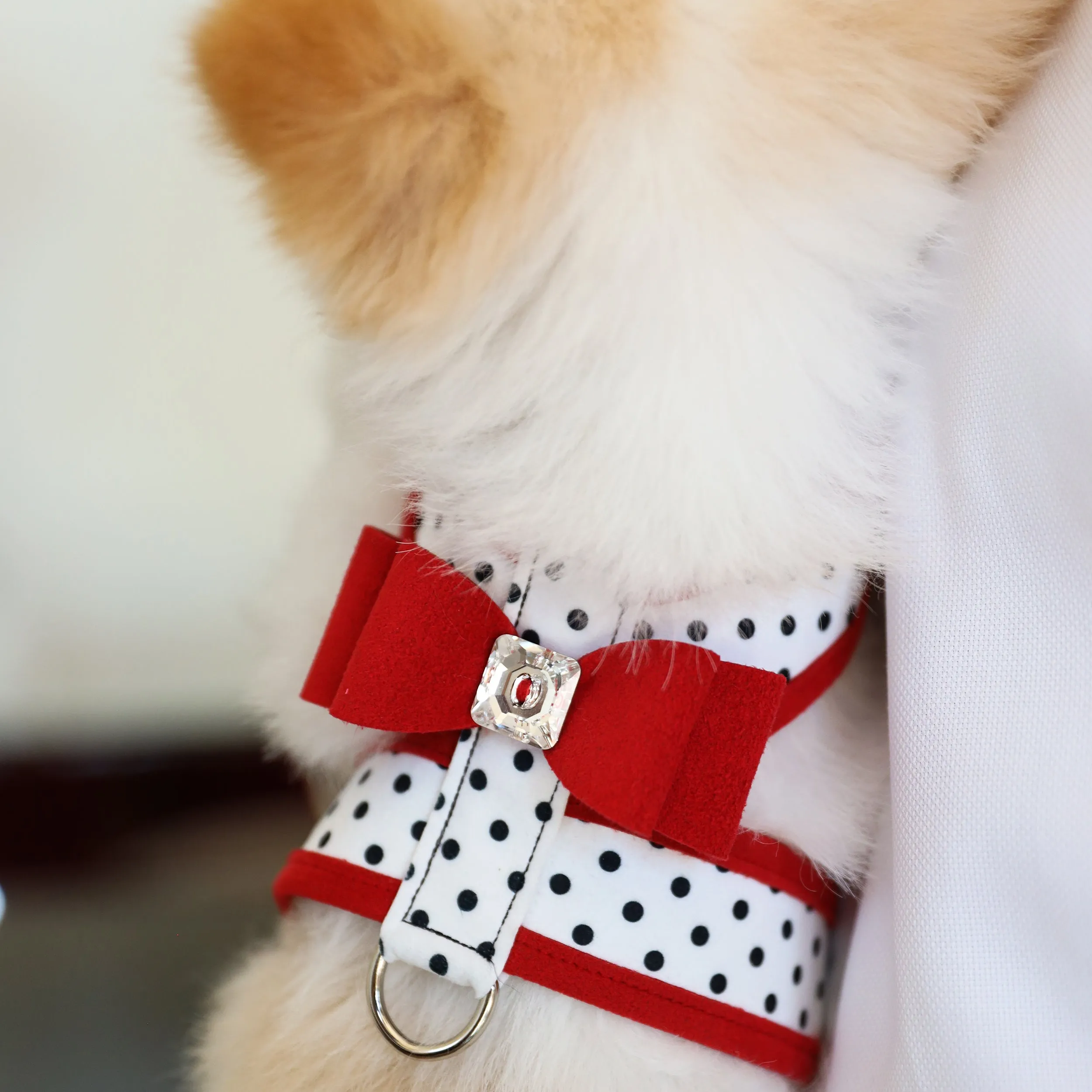 Red Big Bow Tinkie Harness with Red Trim