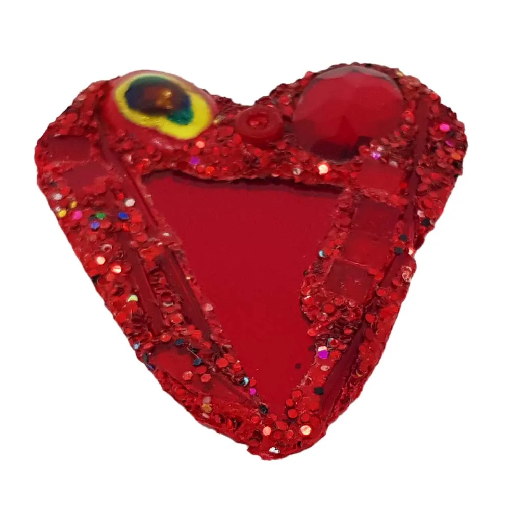 RED WITH YELLOW HEART BROOCH