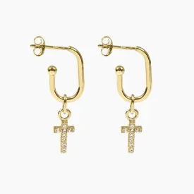 Roma Cross CZ Earrings (Gold)