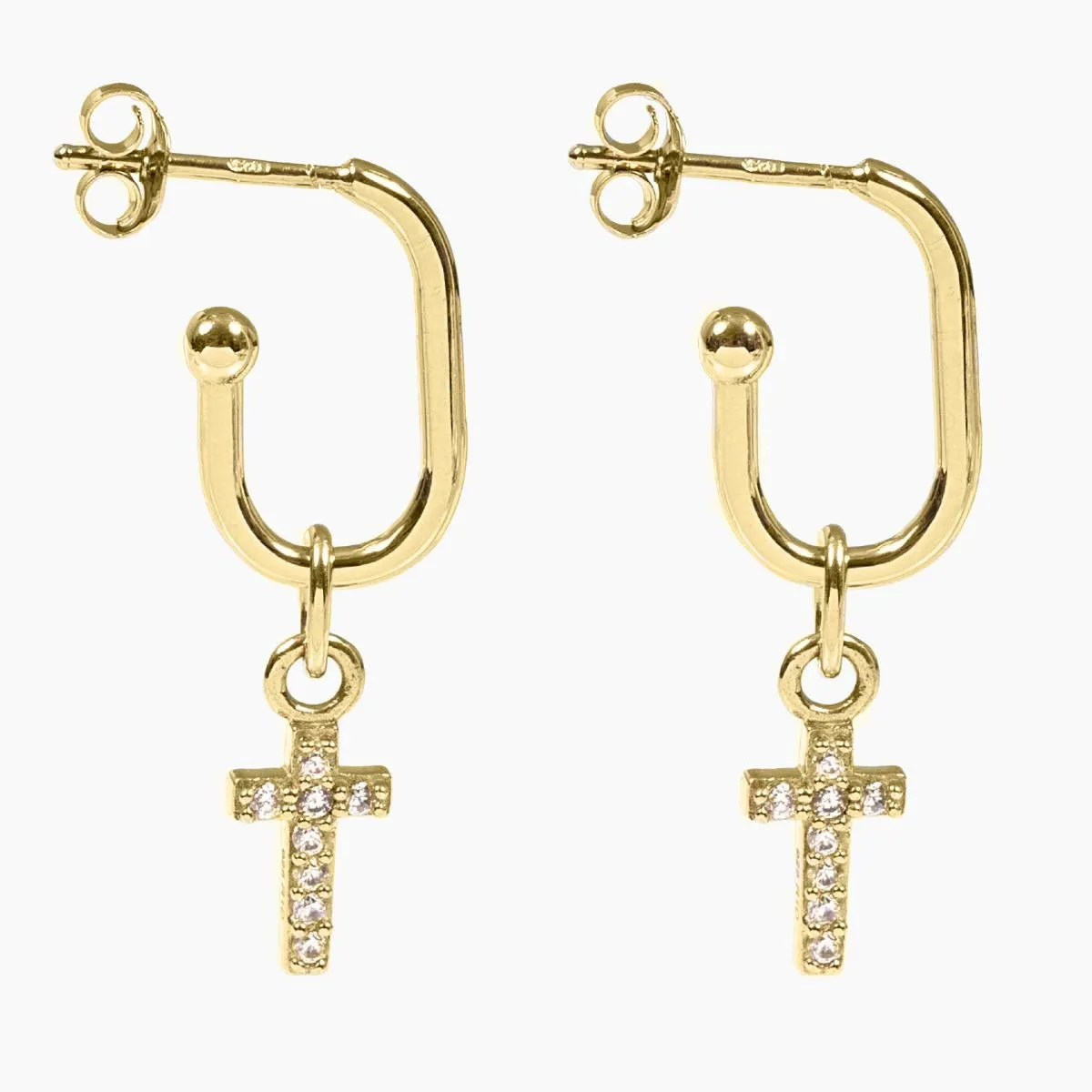 Roma Cross CZ Earrings (Gold)