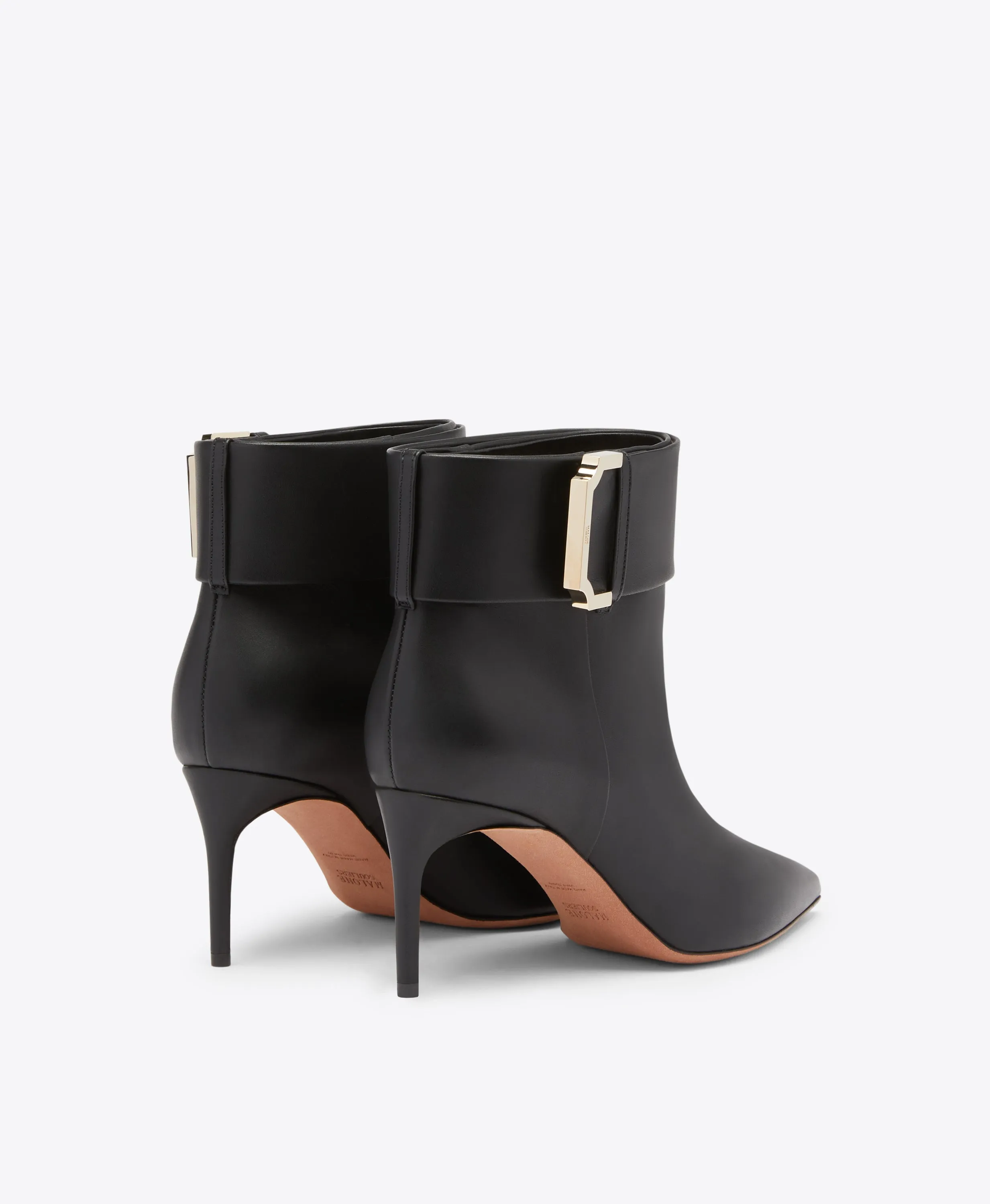 Rossella 70 Black Leather Ankle Boots