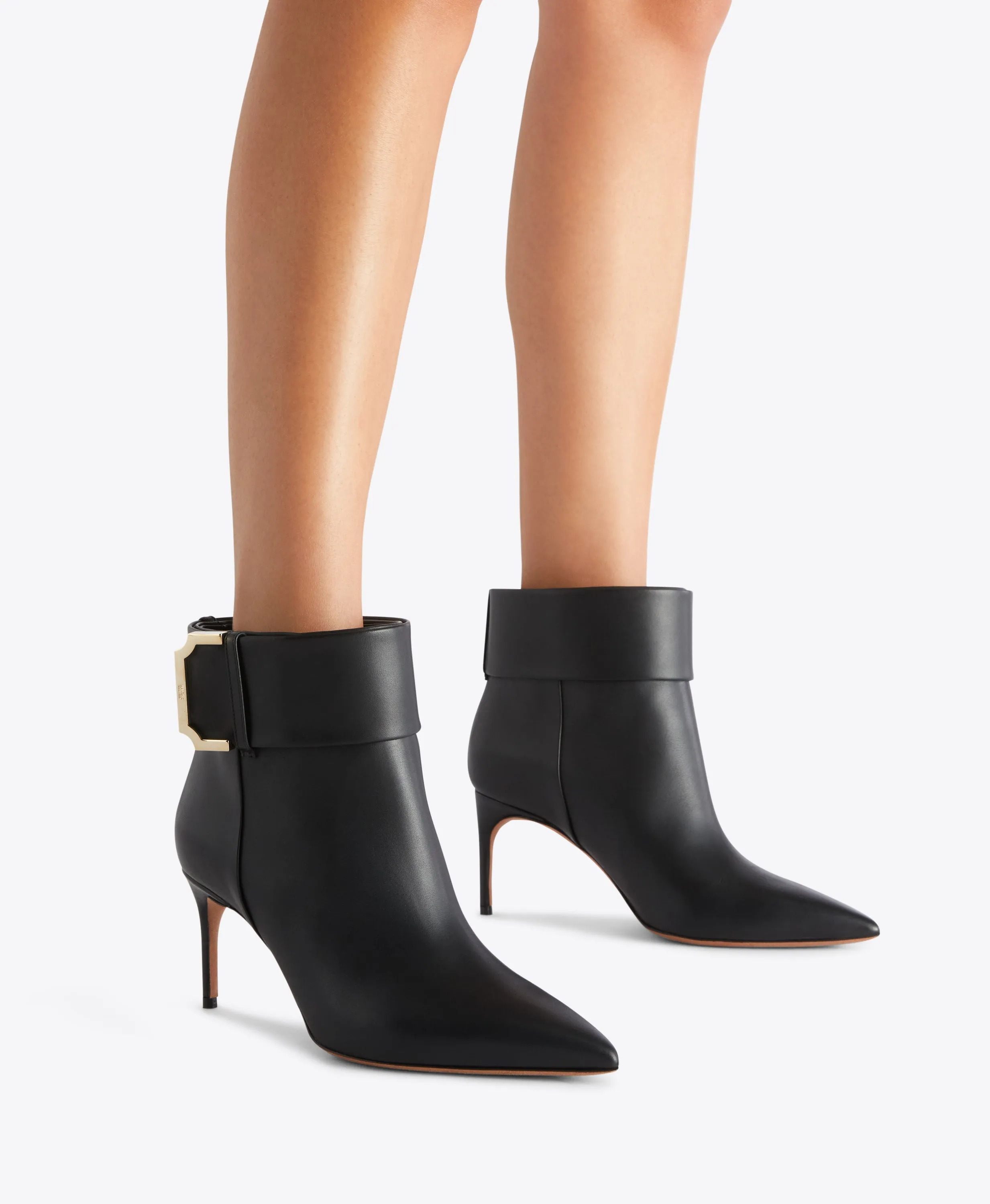 Rossella 70 Black Leather Ankle Boots