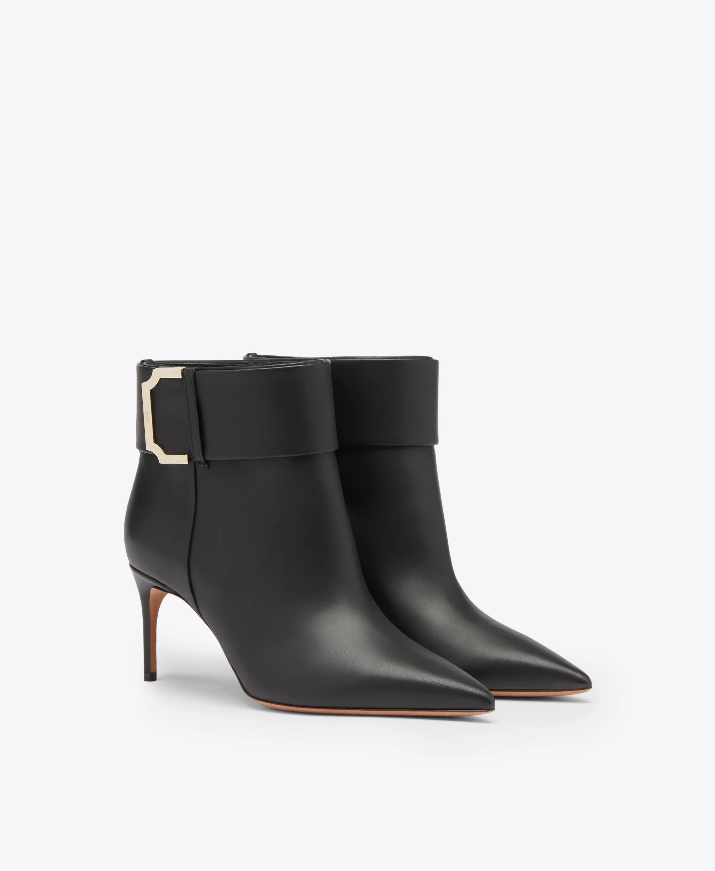 Rossella 70 Black Leather Ankle Boots