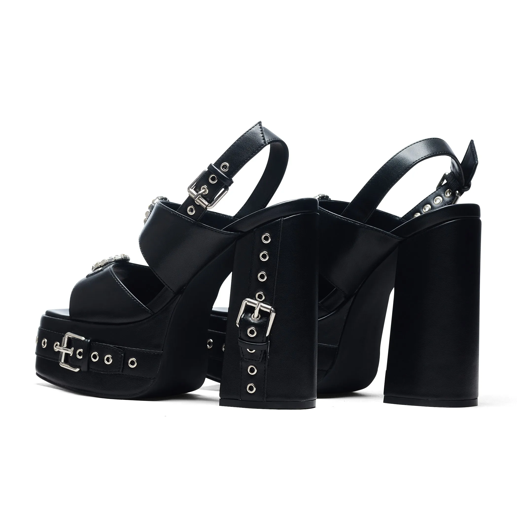 Rotten Minds Buckle Platform Heels - Black