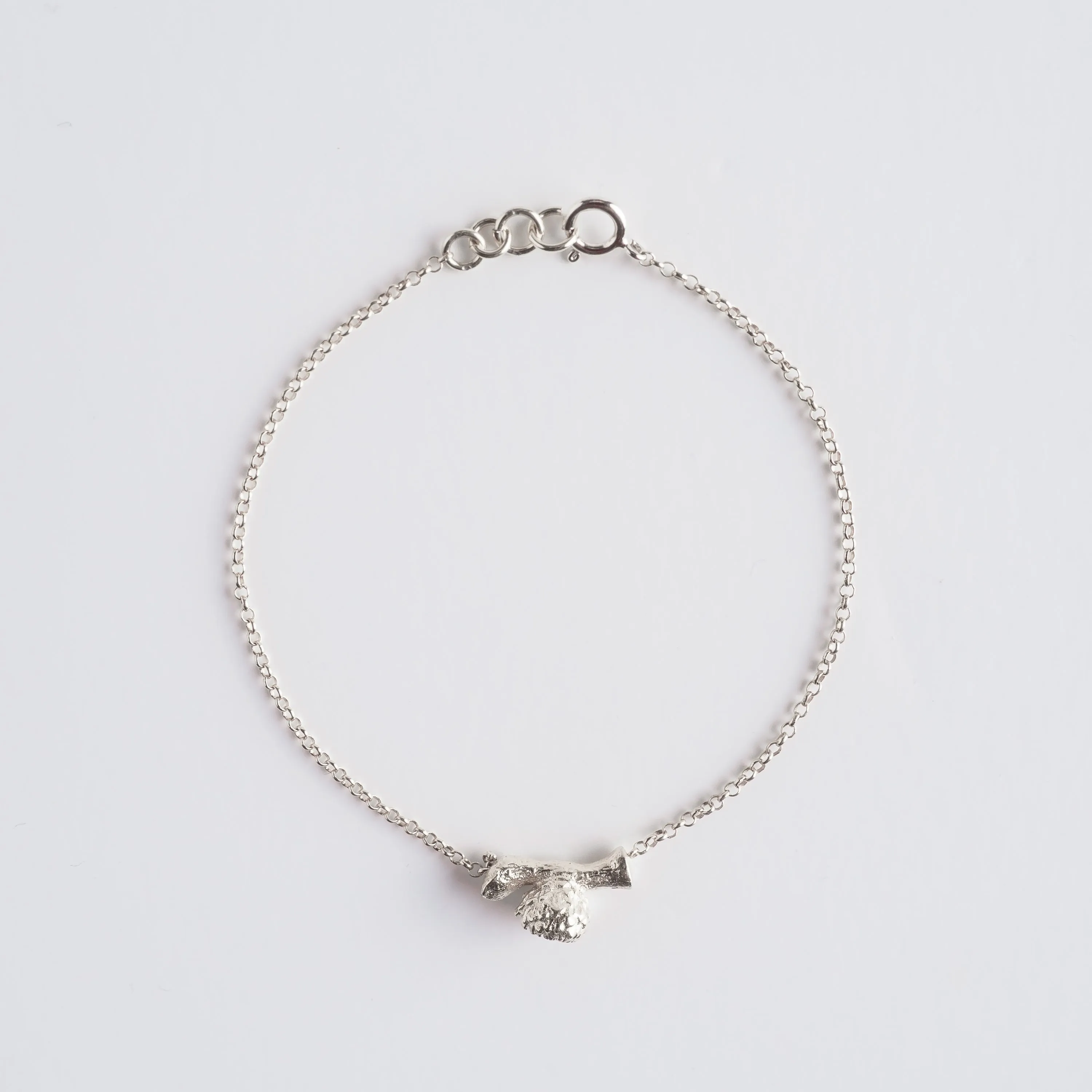 Round seed on a twig - charm bracelet - silver 925