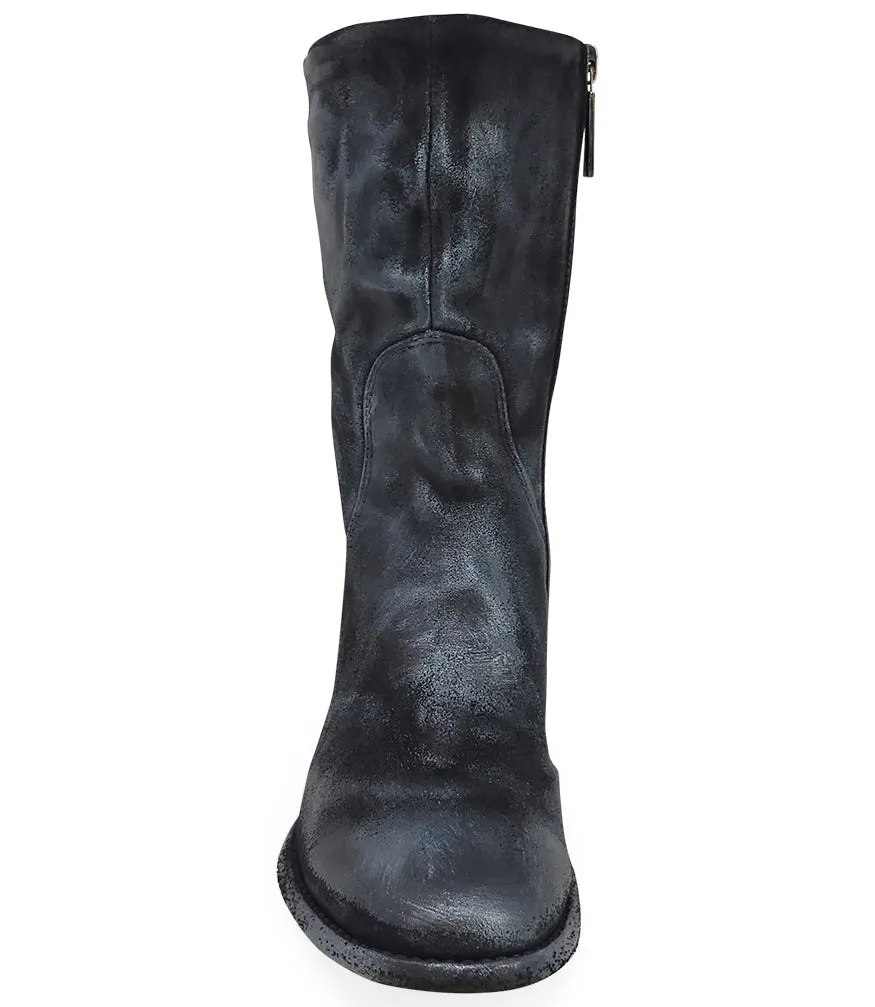 Silver Suede Metallic Mid Calf Boot