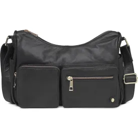 Stylish shoulderbag in soft leather quality / 16278 - Black / Gold