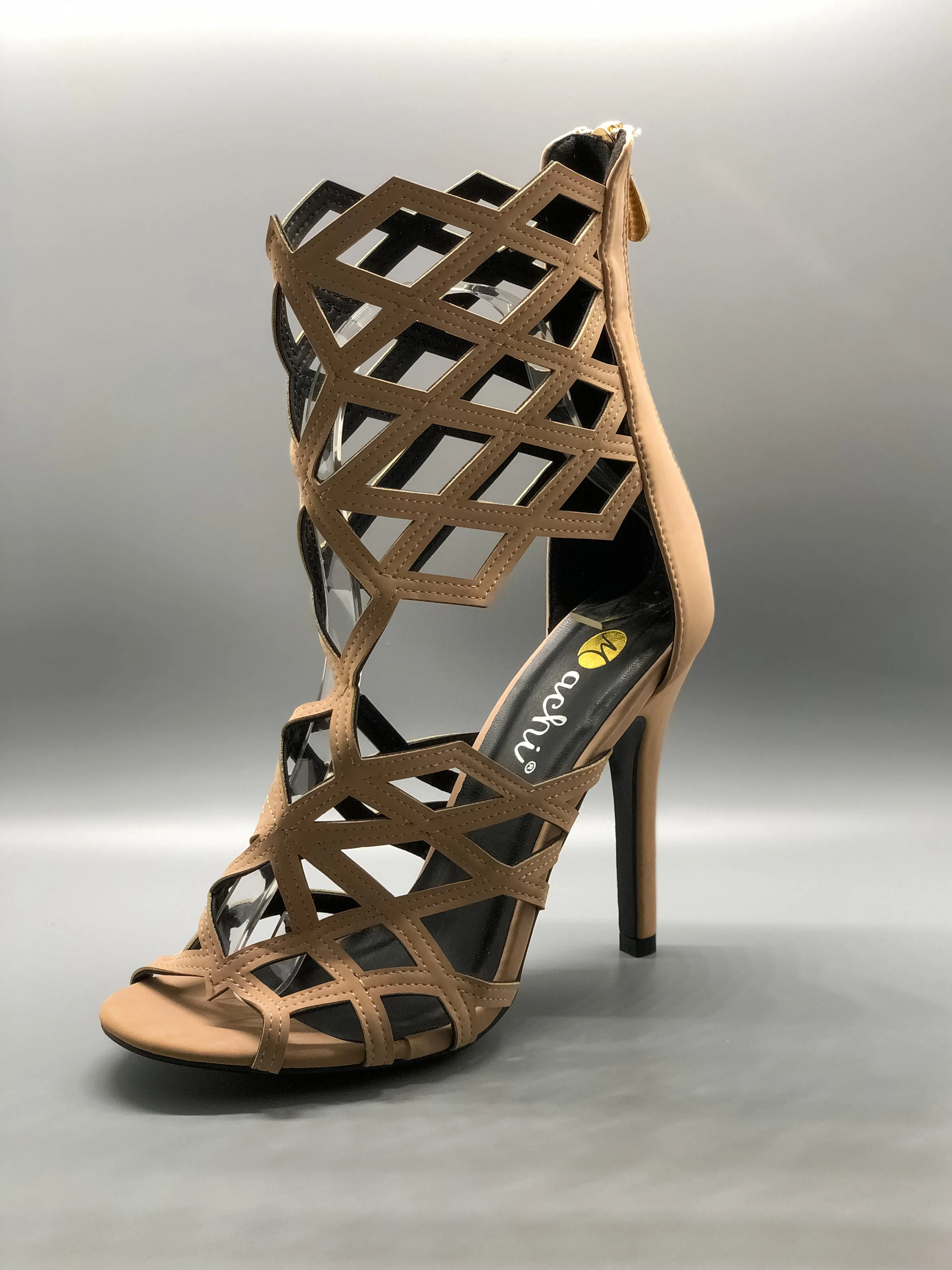 Suede Cutout Heel Sandal