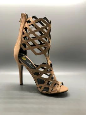 Suede Cutout Heel Sandal