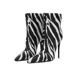 The Zebra High-Heel Ankle Boots