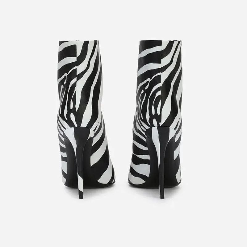 The Zebra High-Heel Ankle Boots