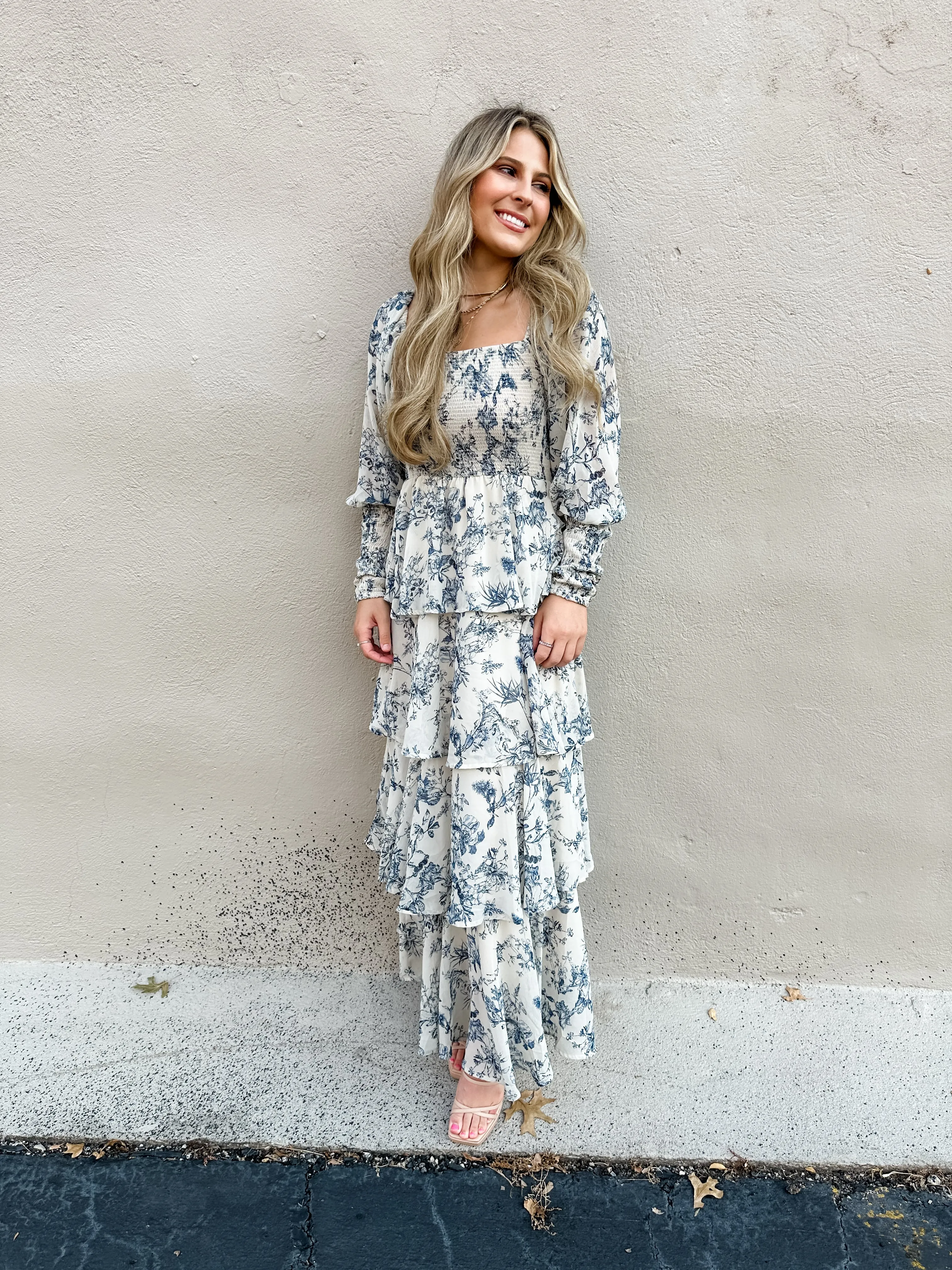 Tiered Floral Ruffle Midi Dress