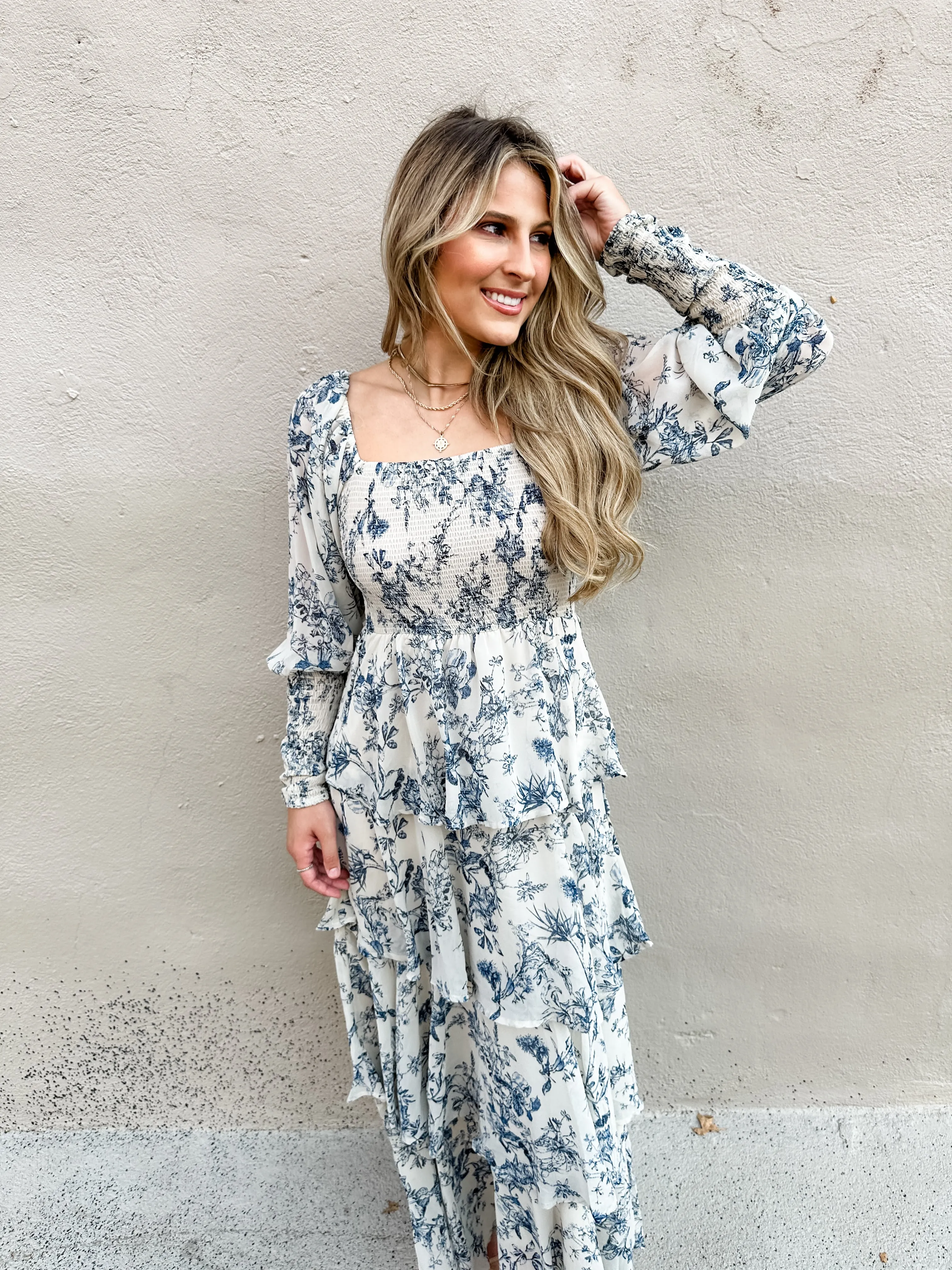 Tiered Floral Ruffle Midi Dress