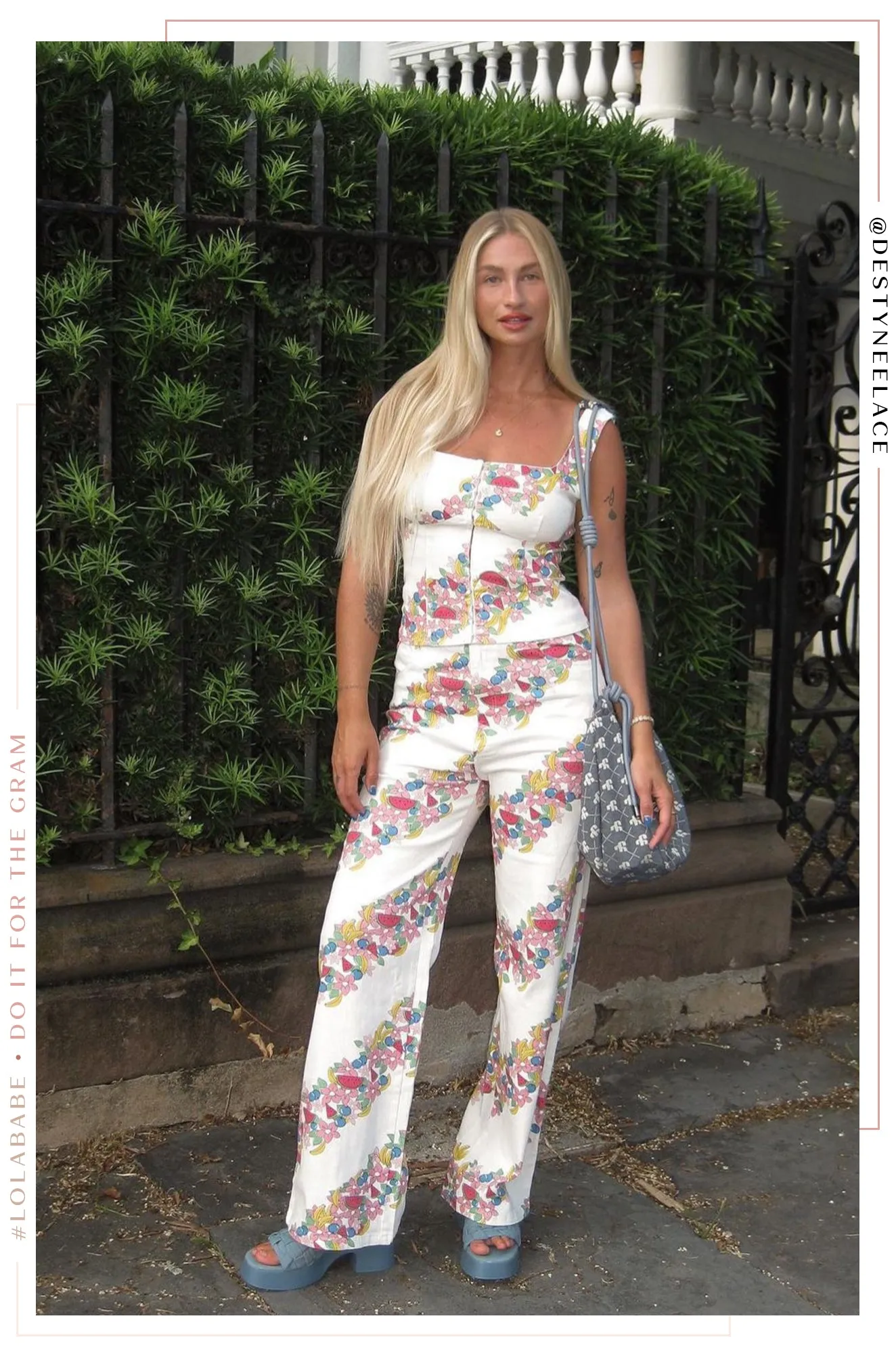 Tropicana Denim High Waist Pant - White Print