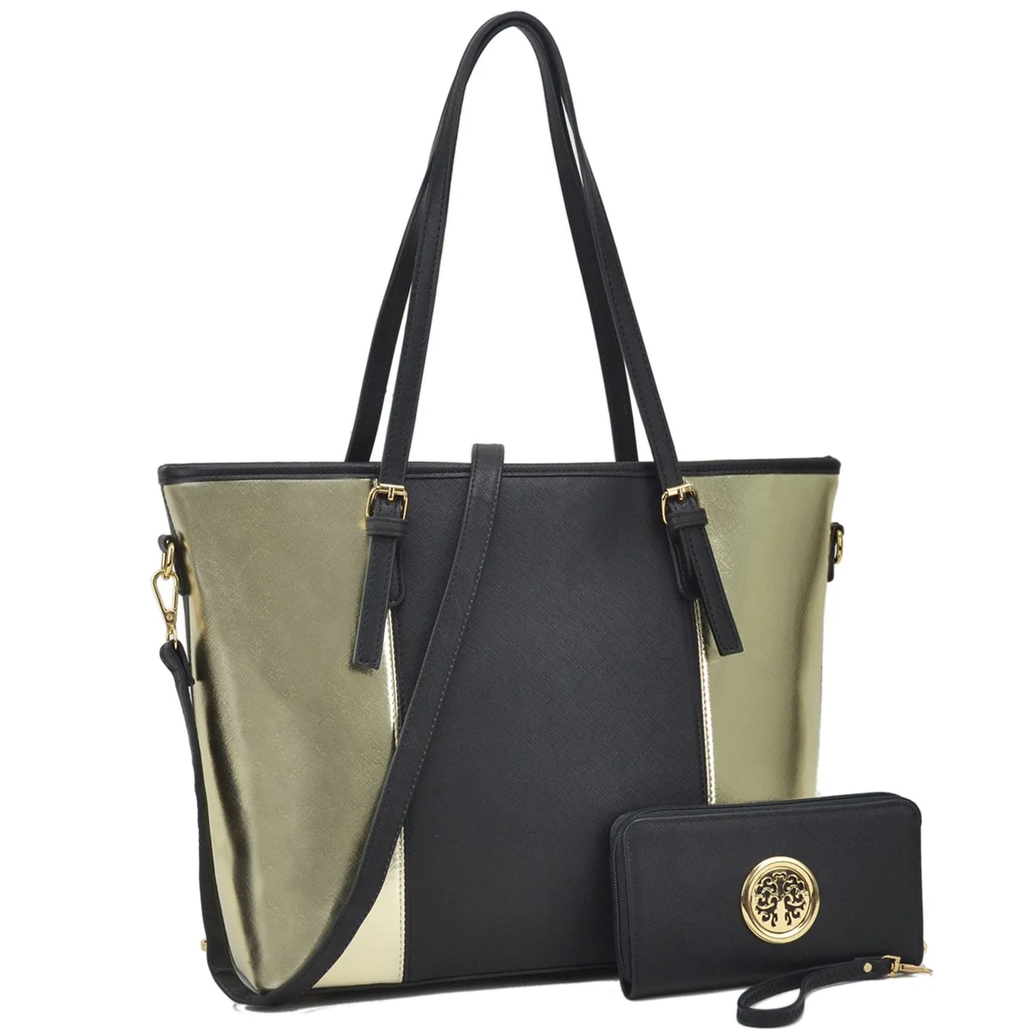 Two-Tone Tote with Matching Wallet