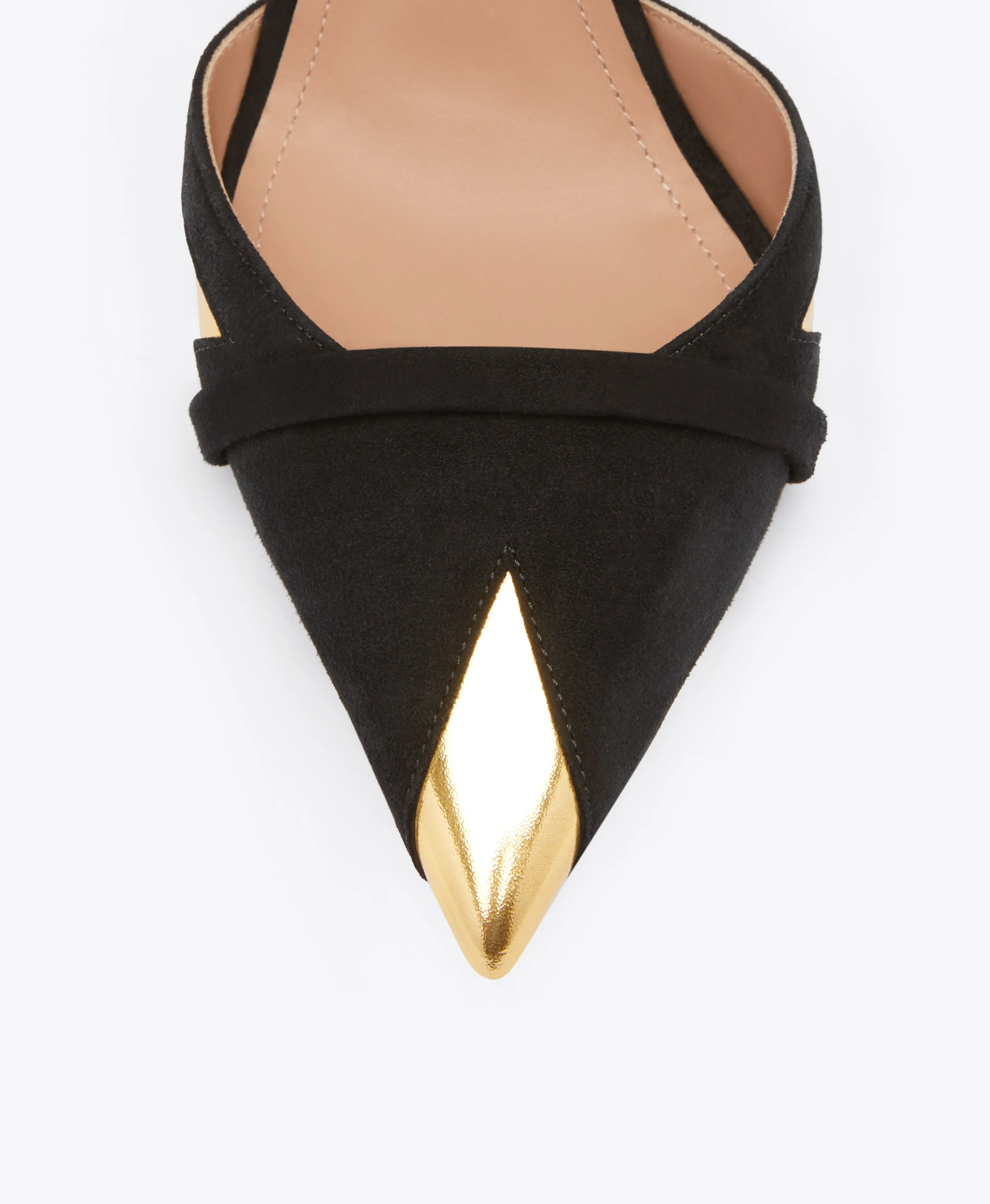 Uma 90 Black & Gold Suede Mules