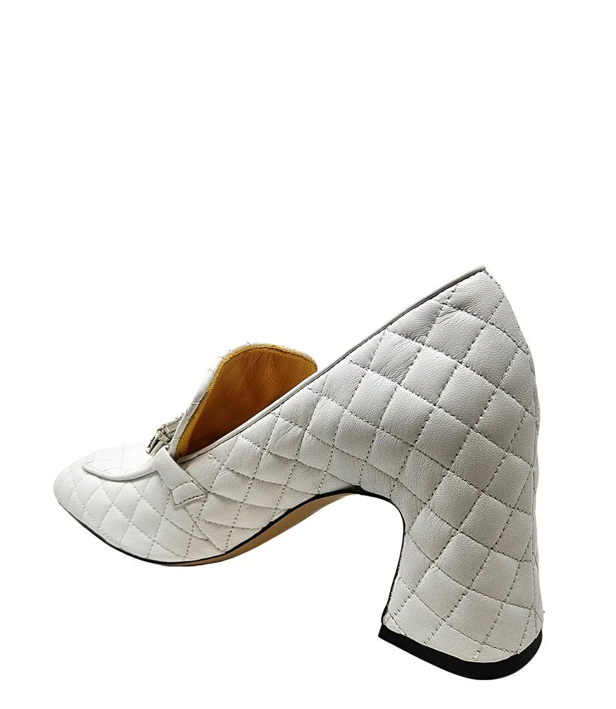 White Leather Quilted Loafer