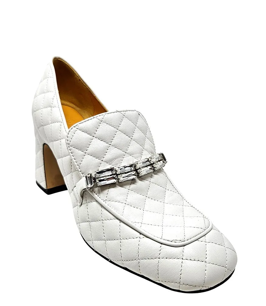 White Leather Quilted Loafer