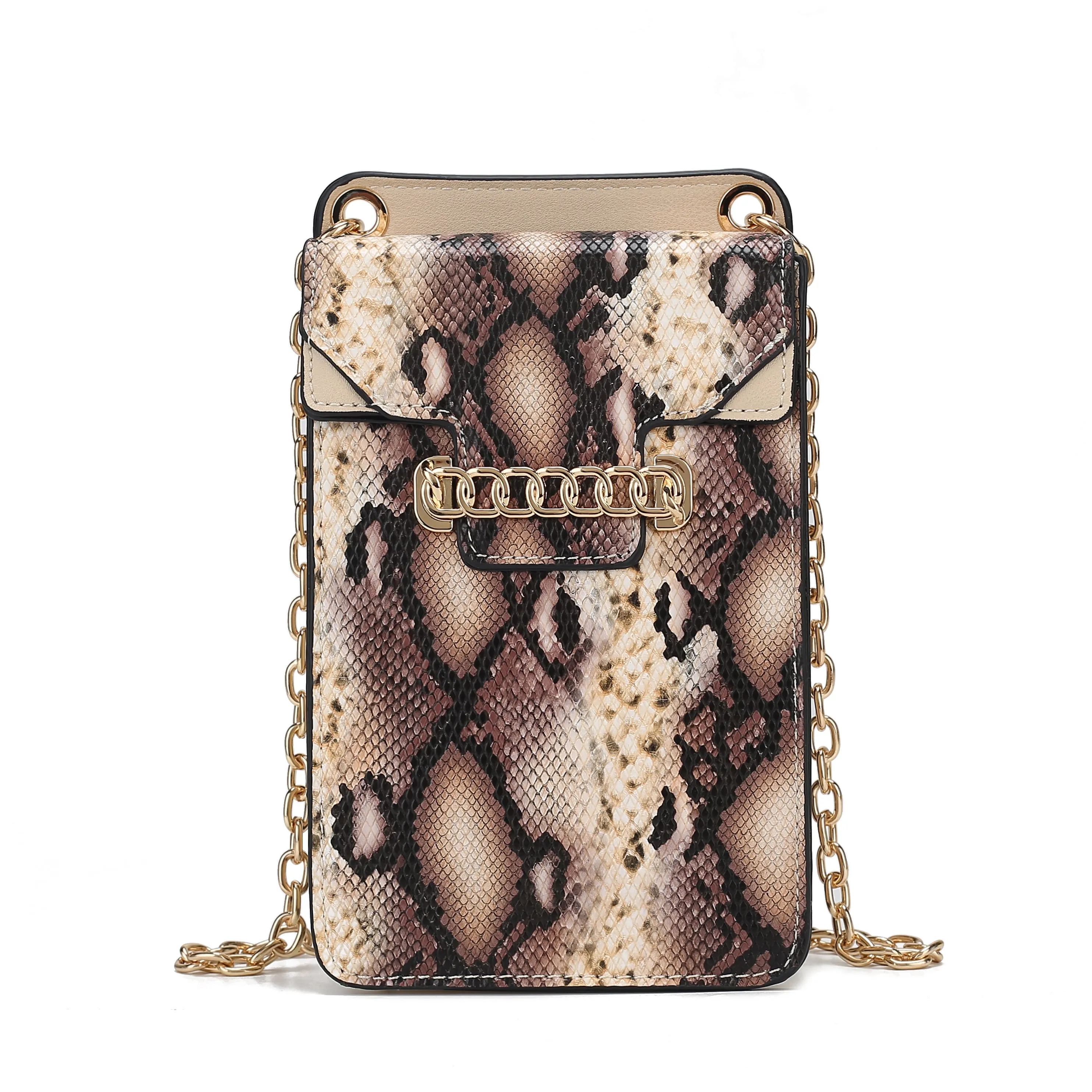 Yael Snake embossed Vegan Leather Women's Phone Crossbody Handbag