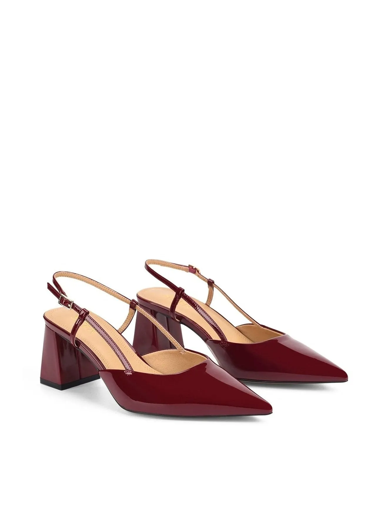 Yasmine Slingback Heels - Wine Patent Leather